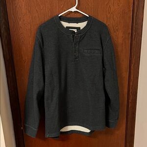 L.L. Bean Grey Men's Waffle Knit Fleece Lined Henley Size Large